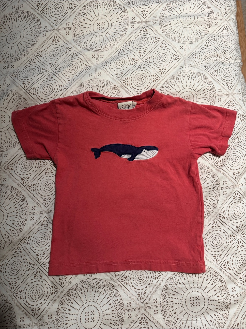 Luigi Kids Whale Graphic Tee - Salmon Pink